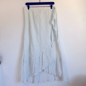 Anthropologie Maeve Long Ruffle Stripe Skirt